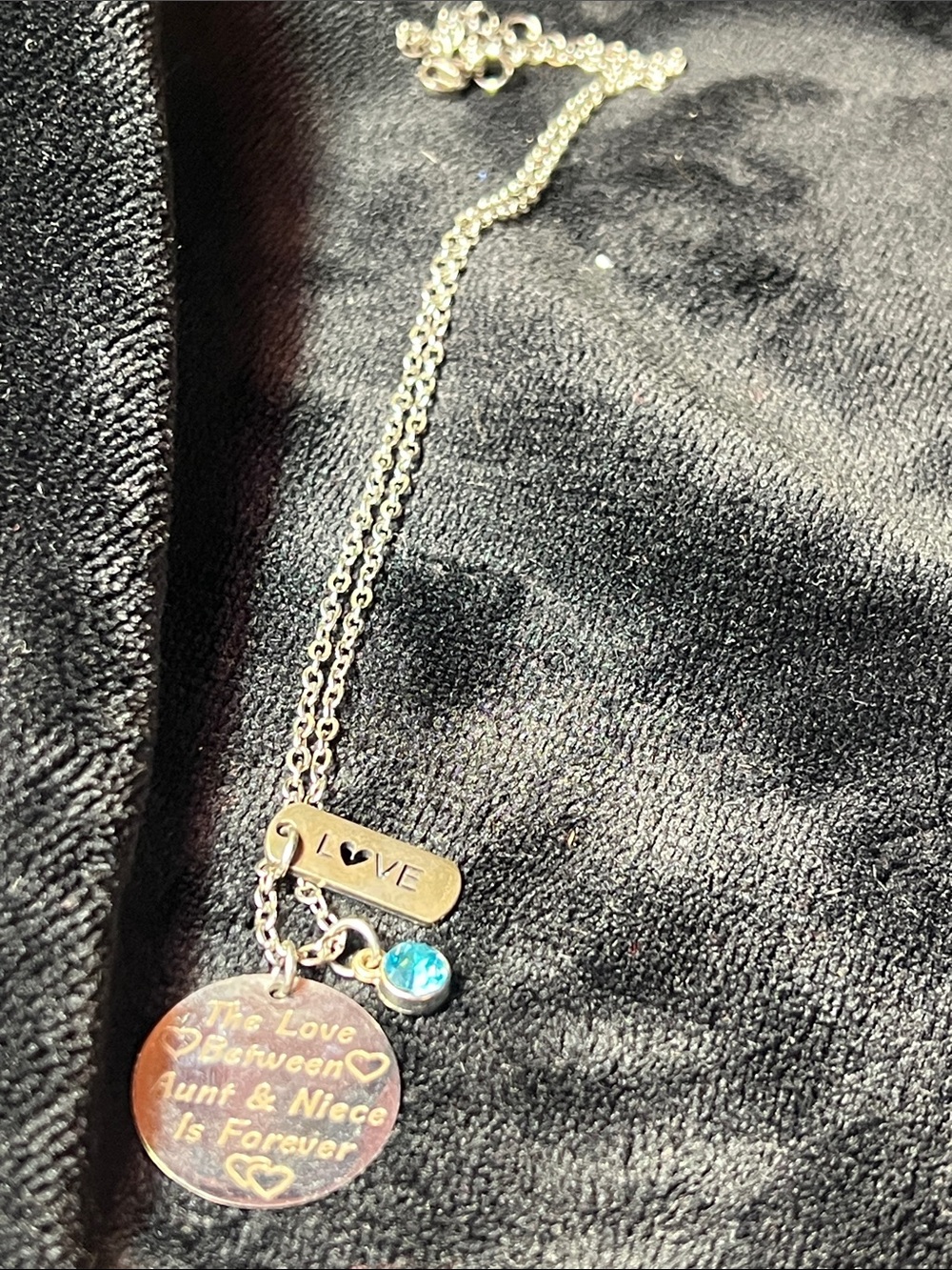 Sterling Silver 'Love' Pendant Necklace with Blue Accent - Women Jewelry